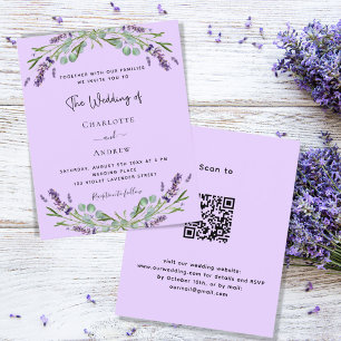 Lavendel violet QR code budget bruiloft uitnodigin Flyer