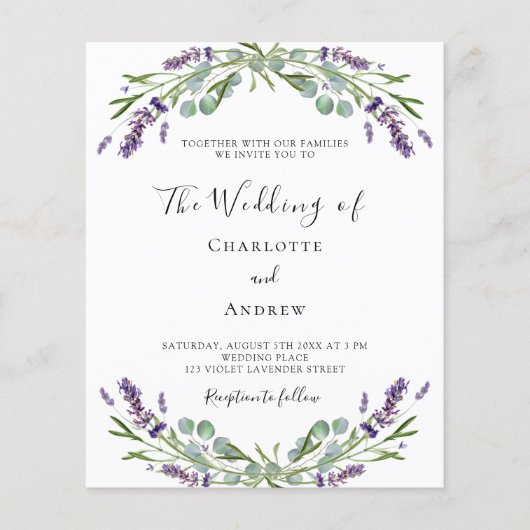 Lavendel violet QR RSVP details bruiloft uitnodigi (Voorkant)