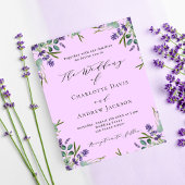 Lavendel violet roze budget bruiloft uitnodiging flyer
