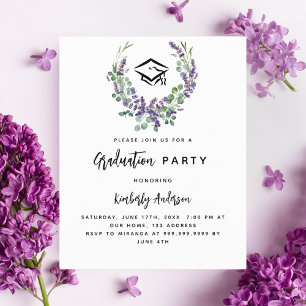Lavendel violette bloem Graduation Party uitnodigi