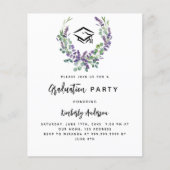 Lavendel violette bloem Graduation Party uitnodigi (Voorkant)