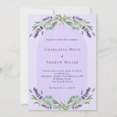 Lavendel violette bloemboog QR RSVP luxe bruiloft Kaart (Voorkant)