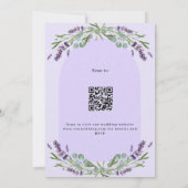 Lavendel violette bloemboog QR RSVP luxe bruiloft Kaart (Achterkant)