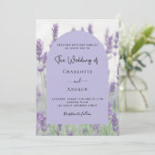 Lavendel violette bloemboog QR RSVP luxe bruiloft Kaart (Staand voorkant)