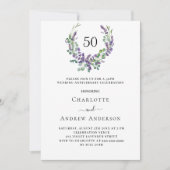 Lavendel violette bloemen 50e trouwdag kaart (Voorkant)