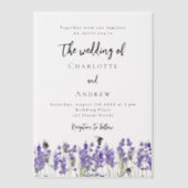 Lavendel violette bloemen bijen bruiloft vellum uitnodigingen (Voorkant)