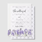 Lavendel violette bloemen bijen bruiloft vellum uitnodigingen (Offset (Uitnodiging))