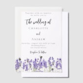 Lavendel violette bloemen bijen bruiloft vellum uitnodigingen (Offset)