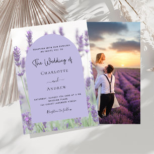 Lavendel violette bloemen boog foto luxe bruiloft kaart