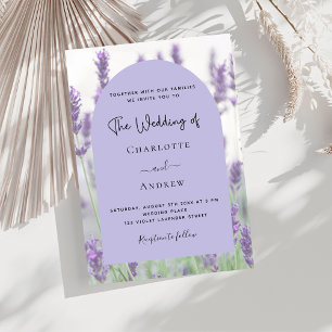 Lavendel violette bloemen boog luxe bruiloft kaart