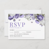Lavendel violette bloemen bruiloft RSVP reactie ka (Voorkant)