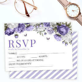Lavendel violette bloemen bruiloft RSVP reactie ka