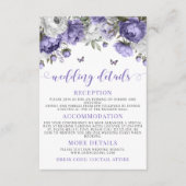 Lavendel violette bloemen elegante bruiloft detail informatiekaartje (Voorkant)