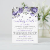 Lavendel violette bloemen elegante bruiloft detail informatiekaartje (Staand voorkant)