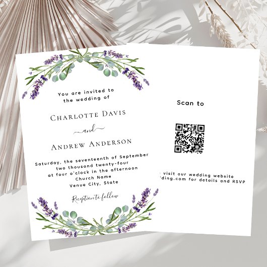 Lavendel violette bloemen formele QR Details bruil Kaart