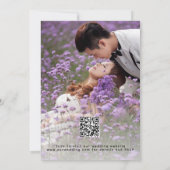 Lavendel violette bloemen foto QR RSVP bruiloft Kaart (Achterkant)