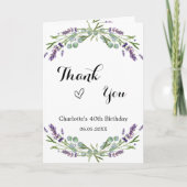 Lavendel violette bloemen foto verjaardag dank u kaart (Voorkant)