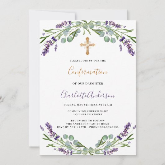 Lavendel violette bloemen groen Bevestiging Kaart (Voorkant)