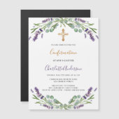 Lavendel violette bloemen groen Bevestiging Magnetische Uitnodiging (Voorkant / Achterkant)