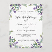Lavendel violette bloemen groen bruiloft uitnodiging briefkaart (Voorkant)