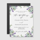 Lavendel violette bloemen groen luxe bruiloft magnetische uitnodiging (Voorkant / Achterkant)