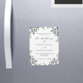 Lavendel violette bloemen groen luxe bruiloft magnetische uitnodiging