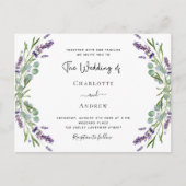 Lavendel violette bloemen groen luxe bruiloft uitnodiging briefkaart (Voorkant)