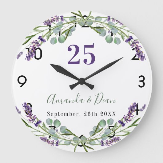 Lavendel violette bloemen huwelijksjubileum grote klok (Voorkant)