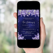 Lavendel violette bloemen marine blauwe bruiloft kaart