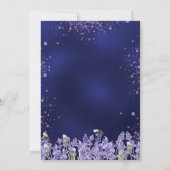Lavendel violette bloemen marineblauw luxe bruilof kaart (Achterkant)