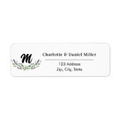Lavendel violette bloemen monogram retouradres etiket (Voorkant)