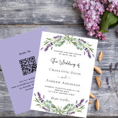 Lavendel violette bloemen QR code RSVP bruiloft Kaart