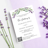 Lavendel violette bloemen QR code RSVP bruiloft Kaart