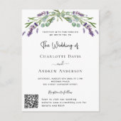 Lavendel violette bloemen QR code RSVP bruiloft Uitnodiging Briefkaart (Voorkant)
