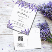 Lavendel violette bloemen QR RSVP details bruiloft Uitnodiging Briefkaart