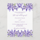 Lavendel violette bloemen QR RSVP details bruiloft Uitnodiging Briefkaart (Voorkant)