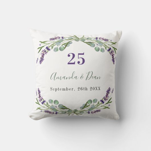 Lavendel violette bloemen trouwdag kussen (Voorkant)