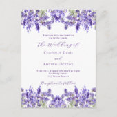 Lavendel violette bloemen waterverf bruiloft uitnodiging briefkaart (Voorkant)