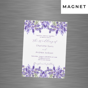 Lavendel violette bloemen waterverf luxe bruiloft magnetische uitnodiging