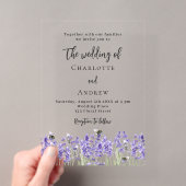 Lavendel violette bloemige bruiloft acryl uitnodigingen (Insitu (Draagbaar))