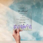 Lavendel violette bloemige bruiloft acryl uitnodigingen