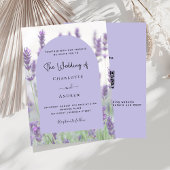 Lavendel violette bloemstukken boog QR code RSVP b Kaart