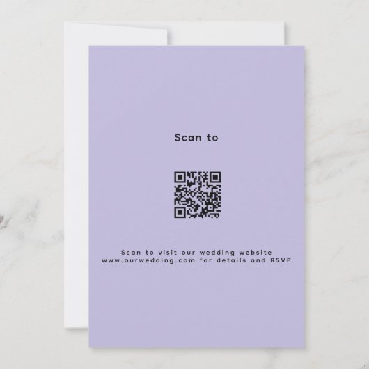 Lavendel violette bloemstukken boog QR code RSVP b Kaart (Achterkant)