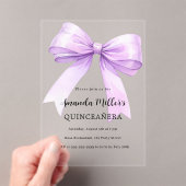Lavendel violette boog duidelijk Quinceanera Acryl Uitnodigingen (Insitu (Draagbaar))