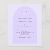 Lavendel violette boog monogram budget bruiloft (Voorkant)