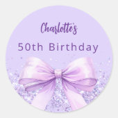Lavendel violette boog Verjaardag Ronde Sticker (Voorkant)