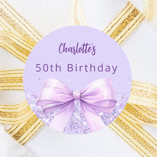 Lavendel violette boog Verjaardag Ronde Sticker