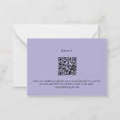 Lavendel violette bruiloft menu QR reactie RSVP (Achterkant)