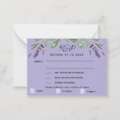 Lavendel violette bruiloft menu QR reactie RSVP (Voorkant)