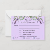 Lavendel violette bruiloft menu QR reactie RSVP (Voorkant)